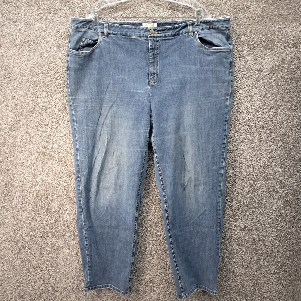 Talbots Woman Blue Stretch Denim Jeans Size 22W Medium Wash Straight Leg Pants